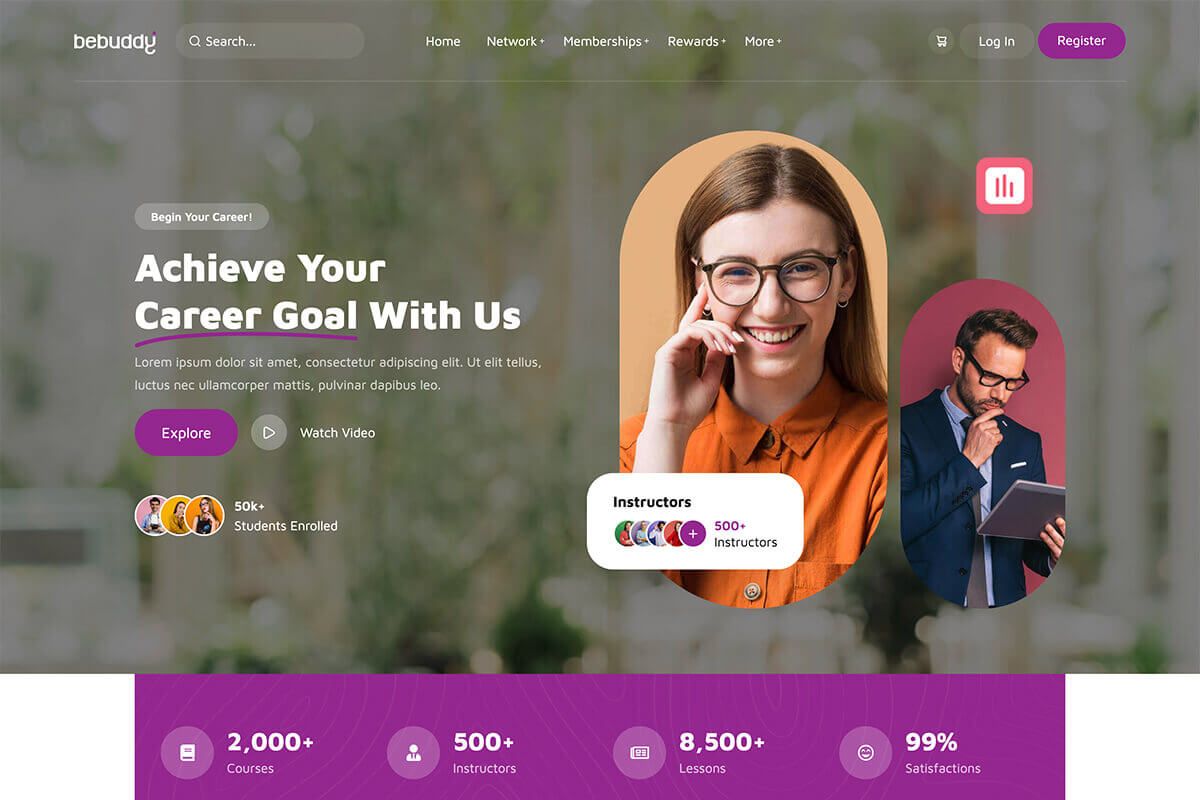 Course landing page built with Elementor