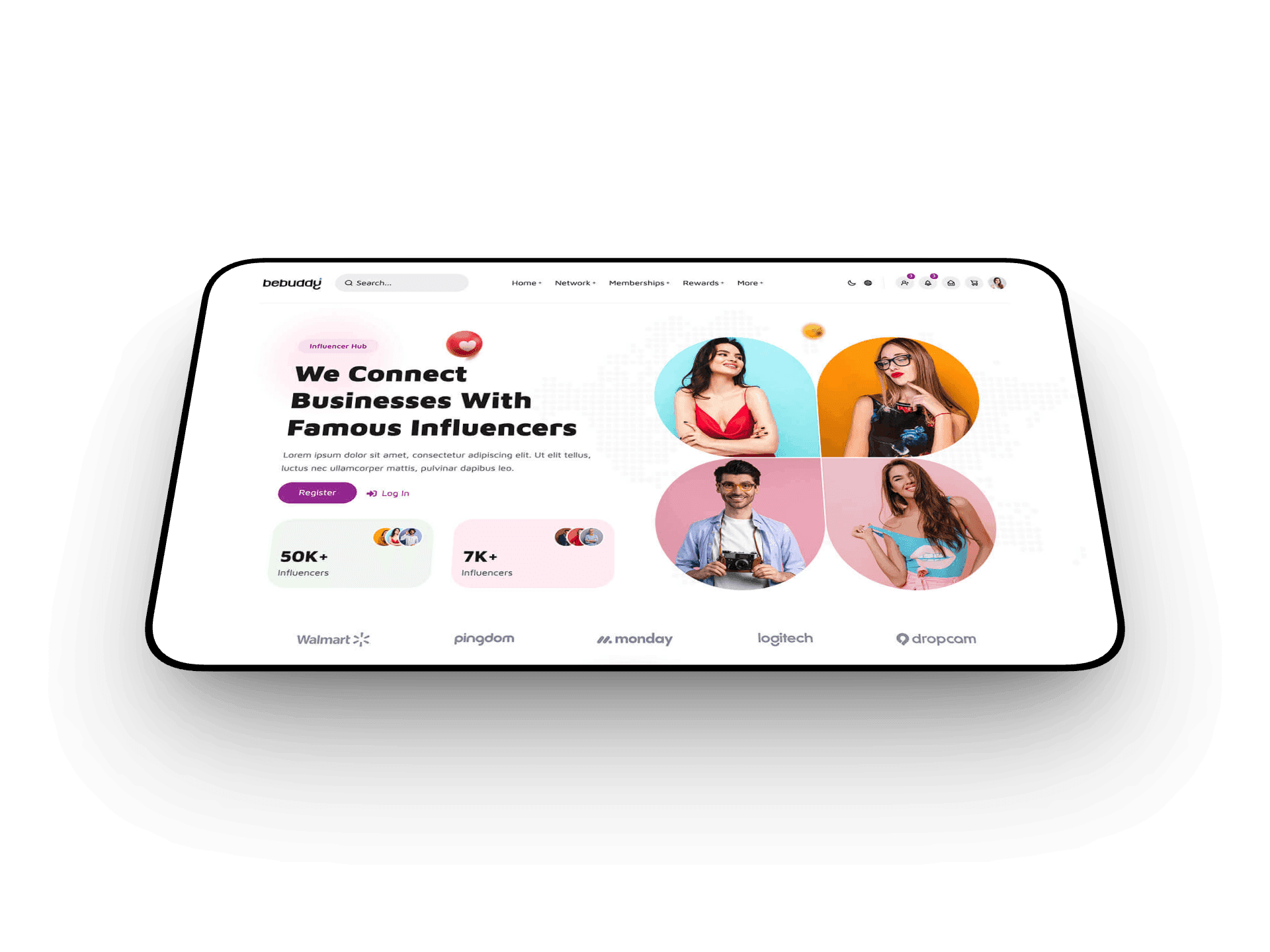 Creators & influencers demo homepage